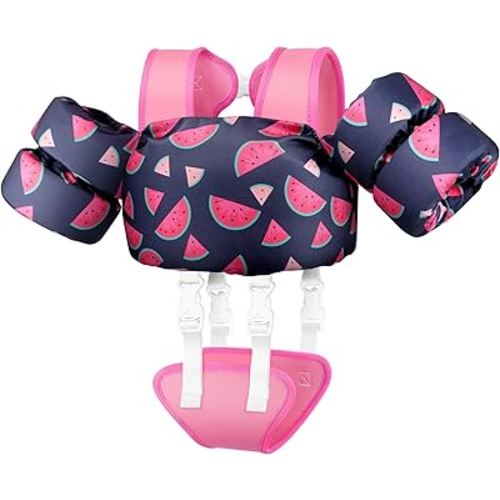 Vvinca Toddler Swim Vest for Kids 13-30lbs Boys Girls Puddle Jumper Toddlers Pool Floaties Jacket with Adjustable Crotch Strap Sleeves Shoulder for 1 2 3 Years Old Baby Infant Learn to Swimming
