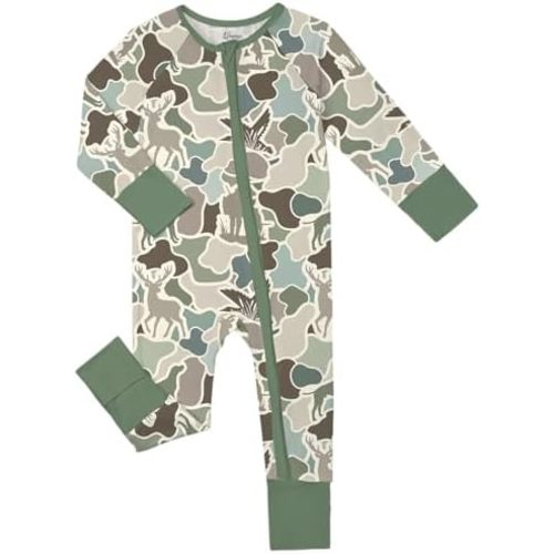 Weiwei Bamboo Viscose Baby Pajamas Convertible Footie Newborn Sleeper for Baby Girl Zipper Onesie 0-24M, 2-Way Zipper, YKK
