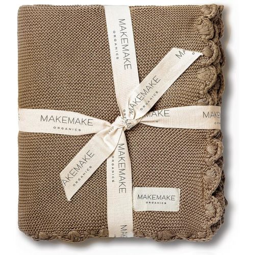 Organic Baby Blanket GOTS Certified Organic Cotton Newborn Modern Knit Breathable Unisex Boy Girl Stroller Blanket (30x40, Brown)