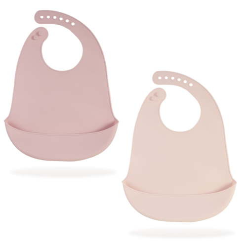 2Pcs Cute Silicone Baby Bibs for Babies & Toddlers Waterproof, Soft, BPA Free (10-72 Months, Baby Girl)
