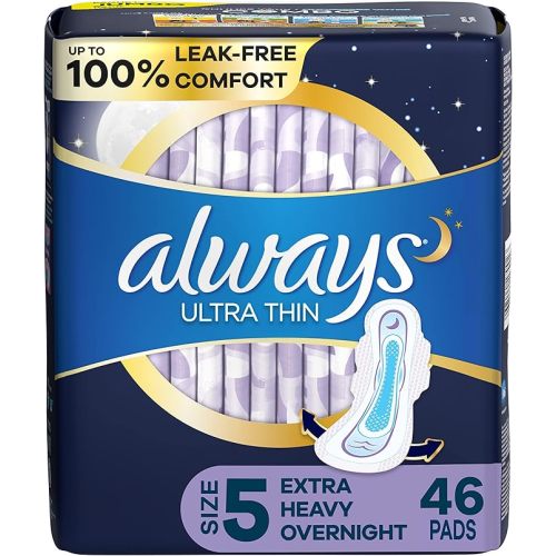 ALWAYS Ultra Thin Overnight Pads With Wings - 46 pack