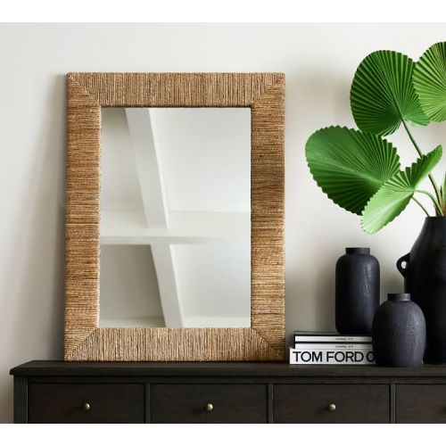 Malibu Handwoven Seagrass Rectangular Mirror- Natural