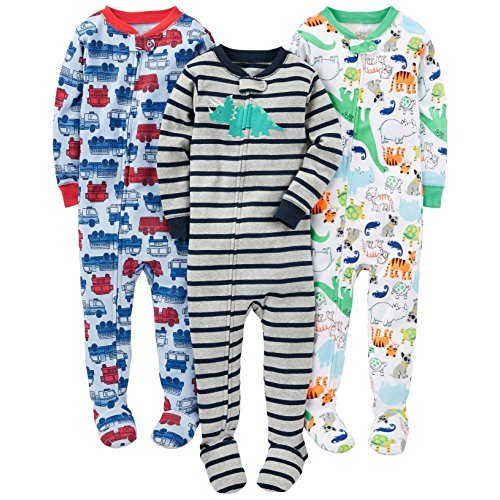 Simple Joys by Carter's baby-boys 3-pack Snug Fit Footed Cotton Pajamas