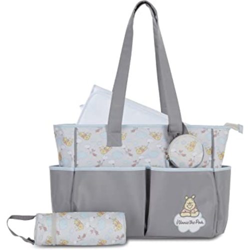 Cudlie Tote Diaper Bag and Changing Pad, Winnie The Pooh Print Large