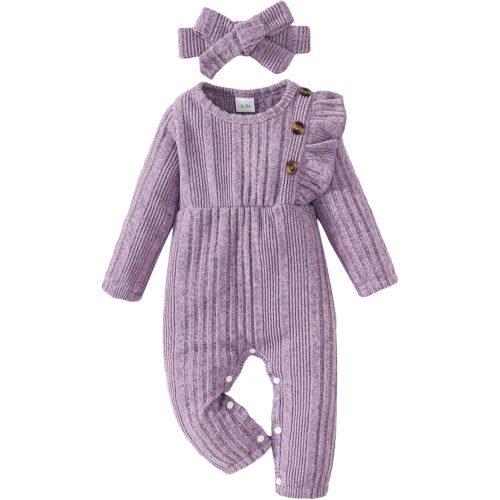 Infant Baby Girl Clothes Newborn Girl Romper Fall Winter Outfit Ruffle Long Sleeve Jumpsuit Romper Cute Baby Girl Outfit