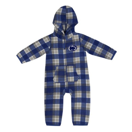 Penn State Nittany Lions Colosseum Infant Farays Plaid Full-Zip Hoodie Jumper - Navy/Gray