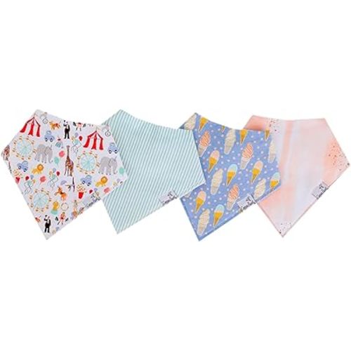 Copper Pearl Baby Bandana Bibs - 4 Pack Soft Cotton Baby Bibs for Drooling and Teething, Absorbent Drool Bibs for Baby Girl and Boy, Adjustable to Fit Newborns to Toddlers, Tons of Styles (Bailey)