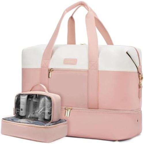 LOVEVOOK Weekender Bag for Women, Large Duffle Bag for Travel with 2 Packing Cubes, Carry on Overnight Bag with Shoe Compartment, Mom Hospital Bags for Labor and Delivery