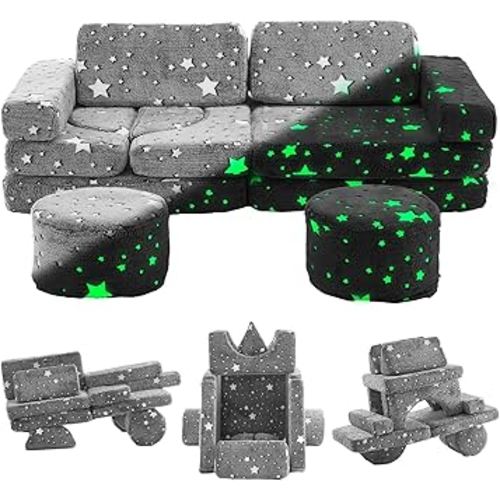 Modular Kids Play Couch 13PCS, Modular Couch Kids, Kids Couch for Playroom, Modular Kids Couch for Boys and Girls, Kids Play Couch for Kids (Glowing Star, M)