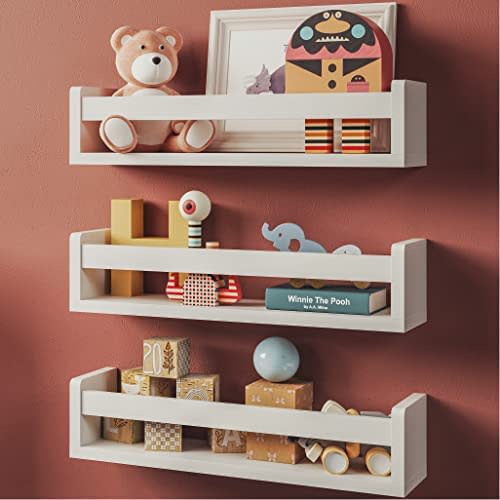 Set of 3 White Nursery Room Shelves COLOR - Classic White