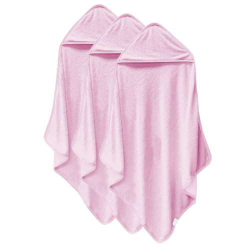 Cosy Family 3 Pack Baby Hooded Towels, Rayon Made from Bamboo, Ultra Soft Unisex Bath Towels for Babies,Toddler,Infant - Newborn Essential - Ultra Absorbent Toddler Towels for Baby Boy Girl - Pink