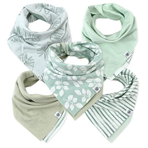 HonestBaby Multipack Reversible Bandana Drool Bibs Burpcloths Adjustable Snaps for Infant Baby Boys,Girls 100% Organic Cotton
