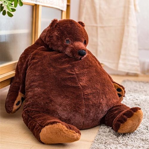 Djungelskog Bear Giant Simulation Bear Toy Stuffed Animal Plush Doll Huge Cuddly Brown Teddy Bear for Home Decoration Valentine's Birthday Gift, 23.6 in/60 cm