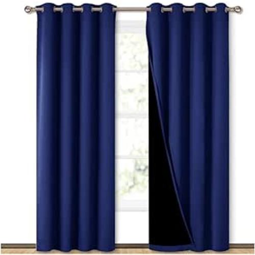 Amazon.com: NICETOWN 100% Blackout Curtain Set, Thermal Insulated & Energy Efficiency Window Draperies for Guest Room, Full Shading Panels for Shift Worker and Light Sleepers, Dark Blue, 52W x 84L, 2 PCs : Home & Kitchen