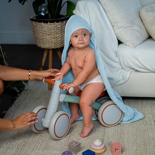 Comfy Cubs 2 Pack Baby Hooded 9 Layer Muslin Cotton Towel for Kids, Large 32” x 32”, Ultra Soft, Warm, and Absorbent. Baby Essentials Bath Towels, Cute Unisex for Girls and Boys (2 Pack, Sky Blue) - Pack of 2