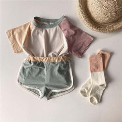 Color Block Short Sleeved T-shirt With Shorts – Teeny Mini Me