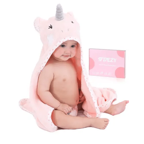 Baby Hooded Towel with Unique Animal Design Ultra Soft Thick Cotton Bath Towel for Newborn (Unicorn)