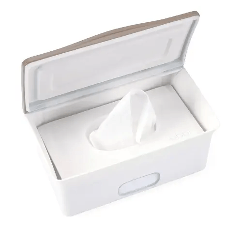 Ubbi Baby Wipes Dispenser with Weighted Plate and Secure Seal, Nursery and Baby Registry Essential to Keep Wipes Fresh, Taupe