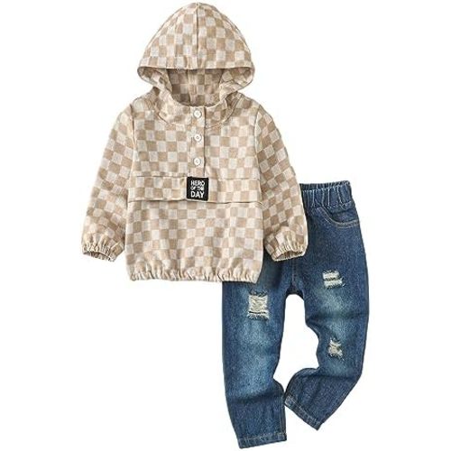 Toddler Boy Clothes Baby Boy Outfit Letter Prints Hoodies Top Ripped Jeans Cute Boys Clothing Set Fall Winter