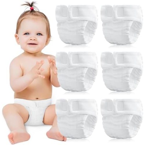Max Shape 6 Pack Wearable Cotton Cloth Dipper Pants for Baby Girls and Boys,Adjustable Cotton Diaper 13 Layers