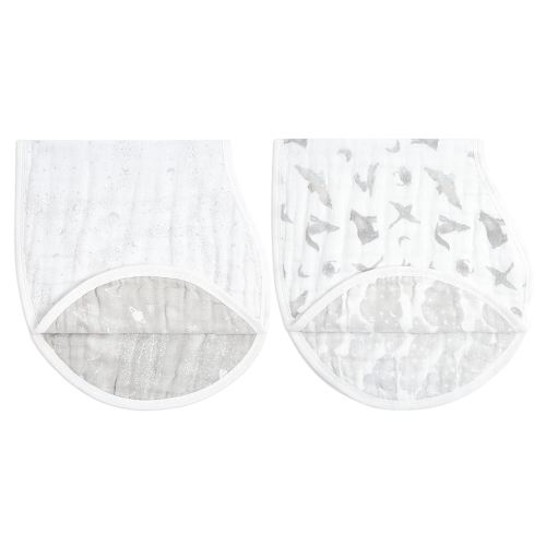 aden + anais 100% Organic Cotton Muslin Burpy Bib – Multi-Use, Absorbent 4-Layer Burp Cloth & Full-Coverage Snap-Closure Baby Bib, Lap-Shoulder Drool Cloth, 22.5” X 11”, 2-Pack, Map The Stars