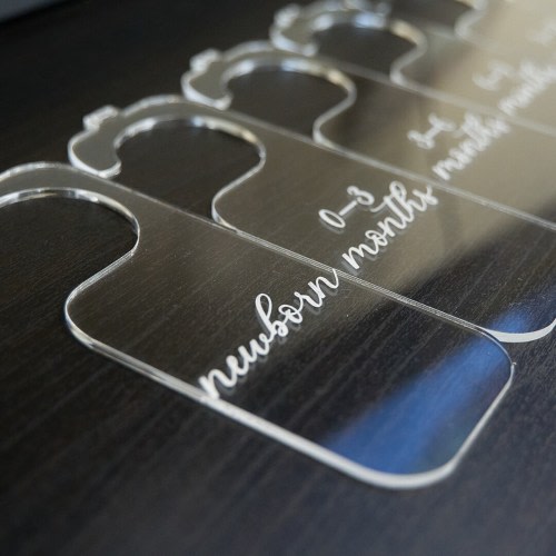 Baby Clothes Dividers | Nursery Closet Organization | Cursive Words Simple Numbers Clear Acrylic