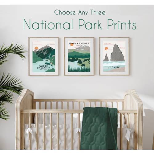 Set of Any 3 National Park Prints, Nursery Wall Art, Nursery Woodland Decor, Stay Wild