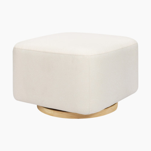 babyletto Kiwi Gliding Ottoman - Performance Cream Eco-Weave With Light Wood Base
