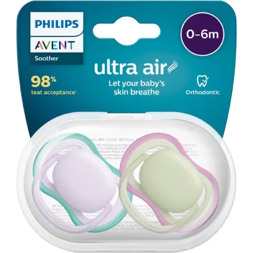 Philips Avent Ultra Air Soother 0-6M Assorted 2 pack