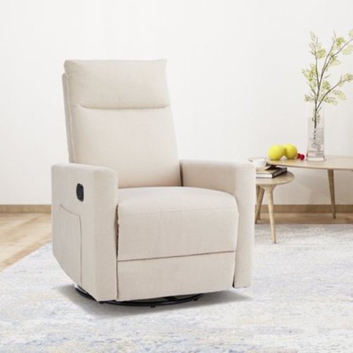 CONCETTA Nursery Glider, Swivel Glider Rocking Chair with Adjustable Footrest, Beige