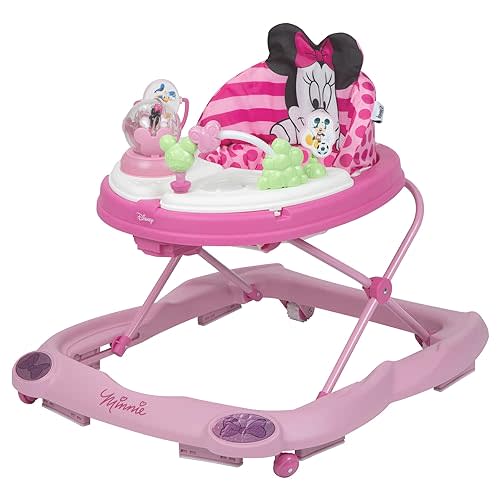 Disney Baby Minnie Mouse Baby Walkers and Activity Center, Pink Glitter Music and Lights Walker