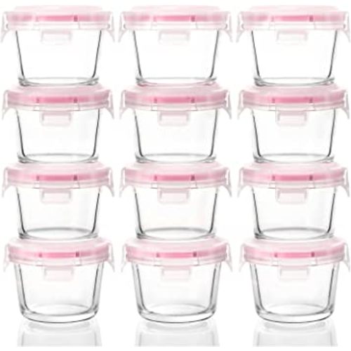 M MCIRCO [12-Pack, 5oz] Small Glass Food Storage Containers with Lids, Jars  for Snacks, Dips, Sauces, BPA Free, Freezer, Microwave & Dishwasher