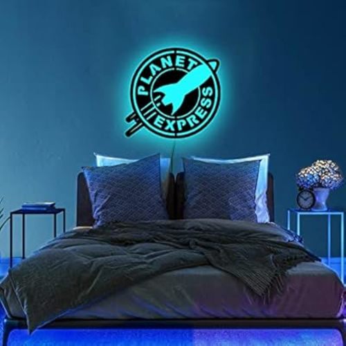 Planet Express Wall Art, Custom Led Light Sign, Led Lighted, Wall Light, Wood Sign With Light, Illuminated Wall Art, Backlit Sign, Neon Led Sign