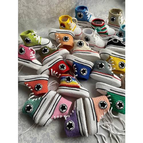 Baby Booties Converse Crochet Unisex Crochet Baby Booty Shoe Shower Gift newborn baby shoe sneakers chucks baby girl boy footwear baby shoes