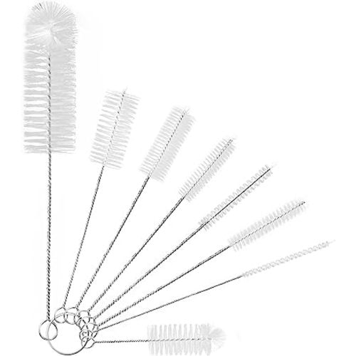 8 Pcs Bottle and Straw Cleaner, Long Deep Nylon Brush with Bendable Stainless Steel Flexible Handles for Bottles, Straws, Pipes, Wine Decanter, Sinks and Cup Cover