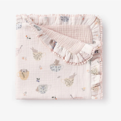 Tea Party Organic Muslin Security Blanket – Elegant Baby