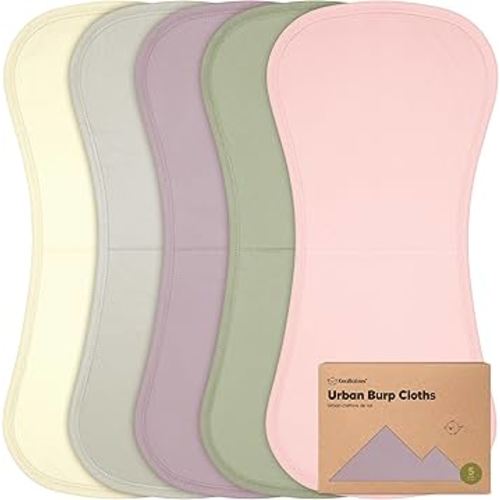 Organic Burp Cloths Baby Boy & Girl - 5-Pack Super Absorbent Cotton Burping Cloths for Babies, Soft & Plush Newborn Spit Up Rags, Infant Towels for Milk Spit Up, Unisex, Large 21" x 10" (Embrace)
