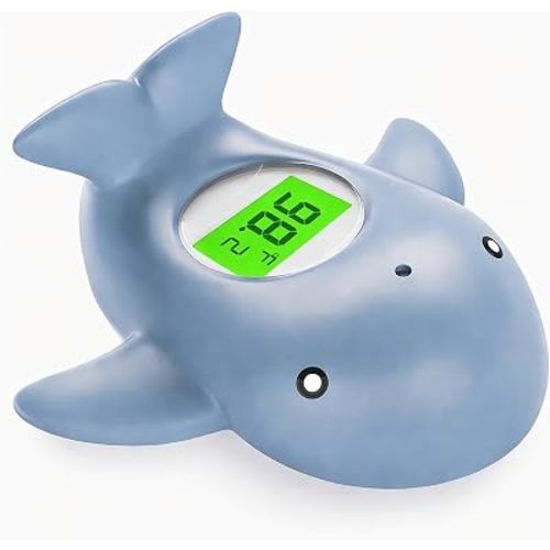 Baby Bath Thermometer for Infant & Toddler,Floating Digital Water Temperature Thermometer with 3-Color LED Backlight,Instant Accurate Reading,Baby Bath Toy,Hot & Cold Alert(Light Blue Whale)
