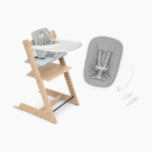 Stokke Tripp Trapp High Chair Complete² + Newborn Set - Oak Natural/Nordic Blue Cushion/White Tray