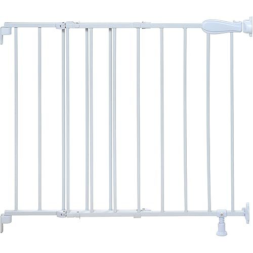 Summer Infant Top of Stairs Simple to Secure Metal Baby Gate, White Metal Finish – 30” Tall, Fits Openings up to 29” to 42” Wide, Baby and Pet Gate for Doorways and Stairways