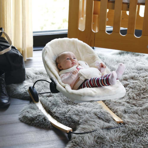 coco go 3-in-1 bouncer white natural wood