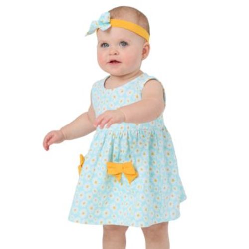 Baby Girls Print Tank Dress with Pockets & Headband, 2 Piece Set