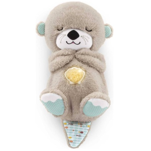 Fisher-Price Baby Toy Soothe 'n Snuggle Otter Portable Plush Sound Machine with Music Lights & Breathing Motion for Newborns 0+ Months