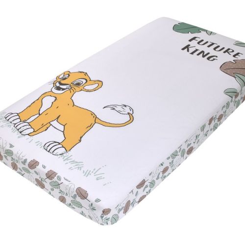 NoJo Disney Lion King Teal, Sage, White and Gold Simba Future King Cotton Photo Op Fitted Crib Sheet
