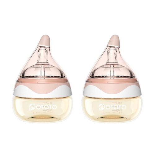 Baby Bottles for Newborn Baby PPSU Anti Colic Infant Bottles Wide Neck Breast-Like Nipple Slow Flow Breastfeeding Toddler Bottles-2pack (2.5 oz/pc, Pink)