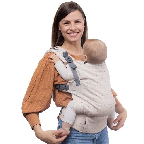 Boba X Ergonomic Baby Carrier - Adjustable Infant Carrier for Newborn to Toddler, Front and Backpack Babywearing 7 to 45 lbs, Baby Carrier with Adjustable Straps & Padded Shoulders (Ecru Hemispheres)