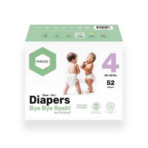 Parasol Clear+Dry Natural Disposable Diapers, Size: Size 4
