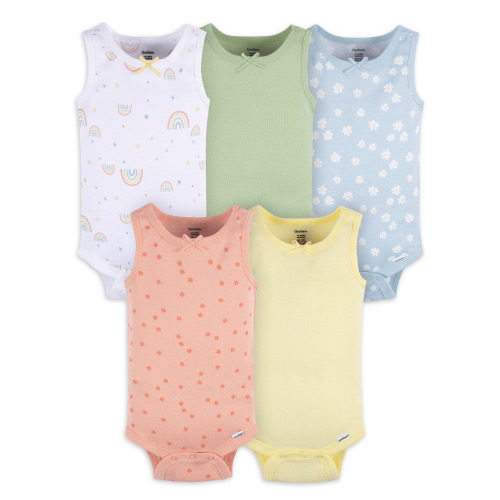 Gerber Baby Boys or Girls Casual Sleeveless Bodysuits, 5-Pack, Sizes 0/3 Months- 24 Months