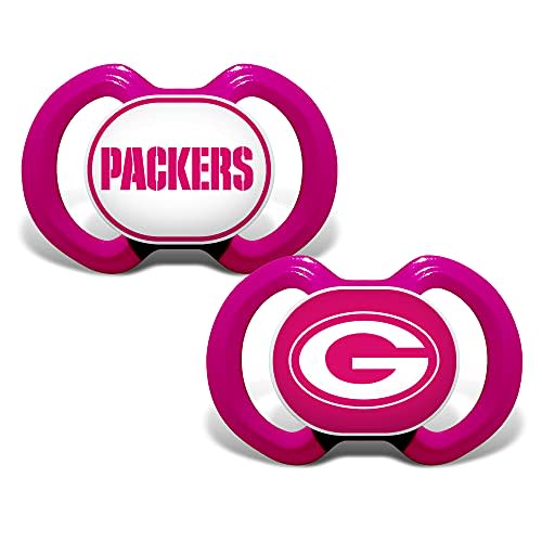 Baby Fanatic Girls Pink Pacifier 2-Pack - NFL Green Bay Packers - Officially Licensed League Gear