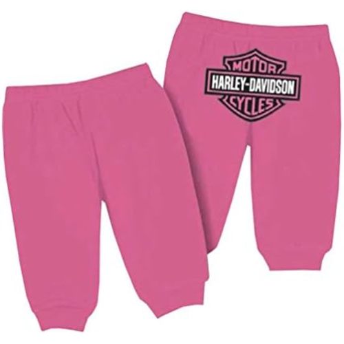Harley-Davidson Baby Girls' Interlock Glitter Bar & Shield Pants, Pink 4000603